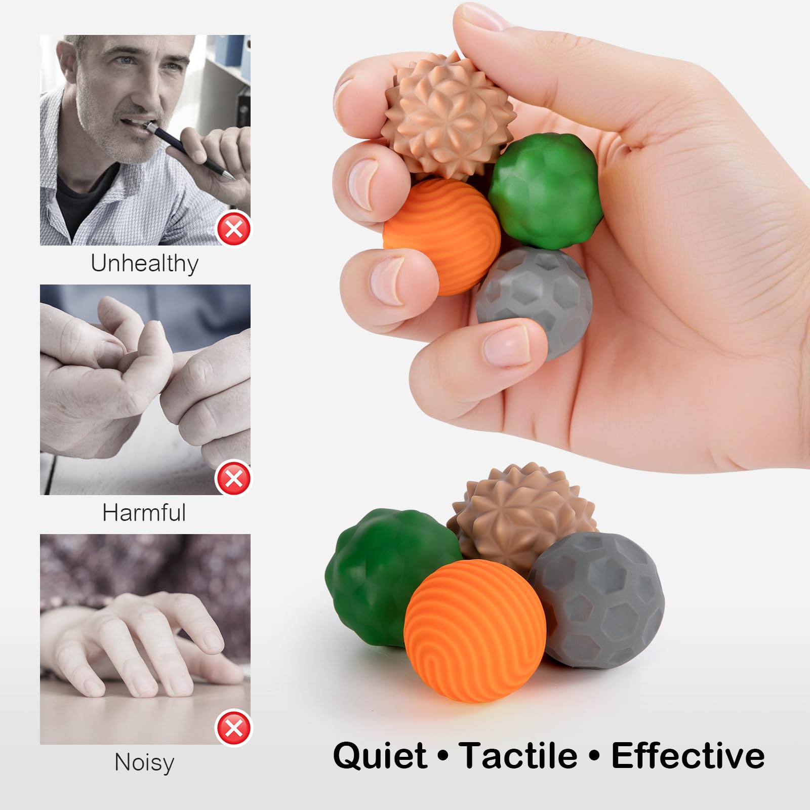 Ednzion Fidget Toys for Adults – 4 Magnetic Silicone Stress Balls for Focus, Anxiety Relief & ADHD Support | Textured Desk Gadgets