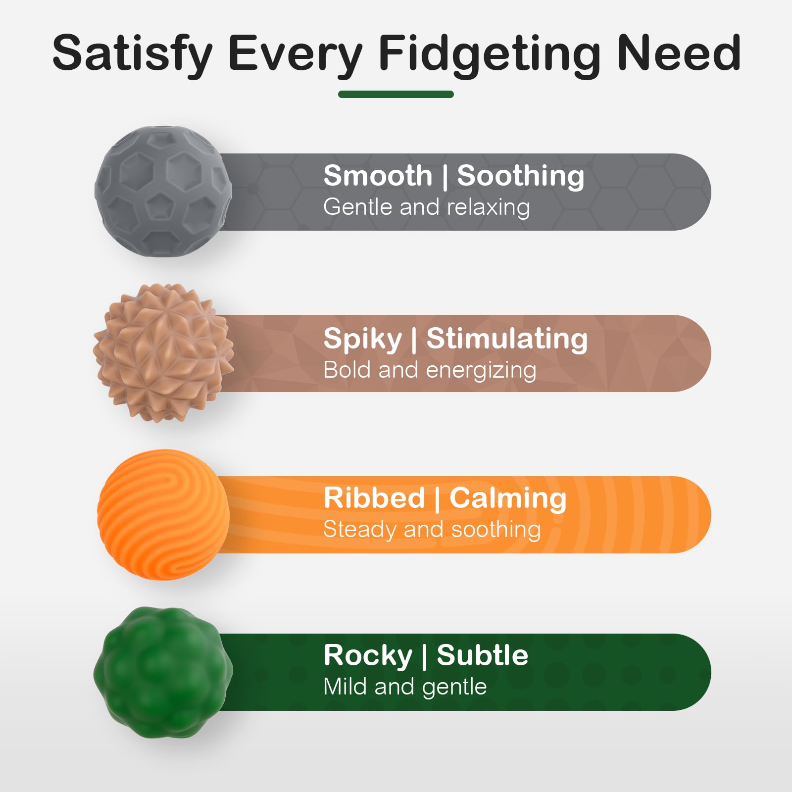 Ednzion Fidget Toys for Adults – 4 Magnetic Silicone Stress Balls for Focus, Anxiety Relief & ADHD Support | Textured Desk Gadgets