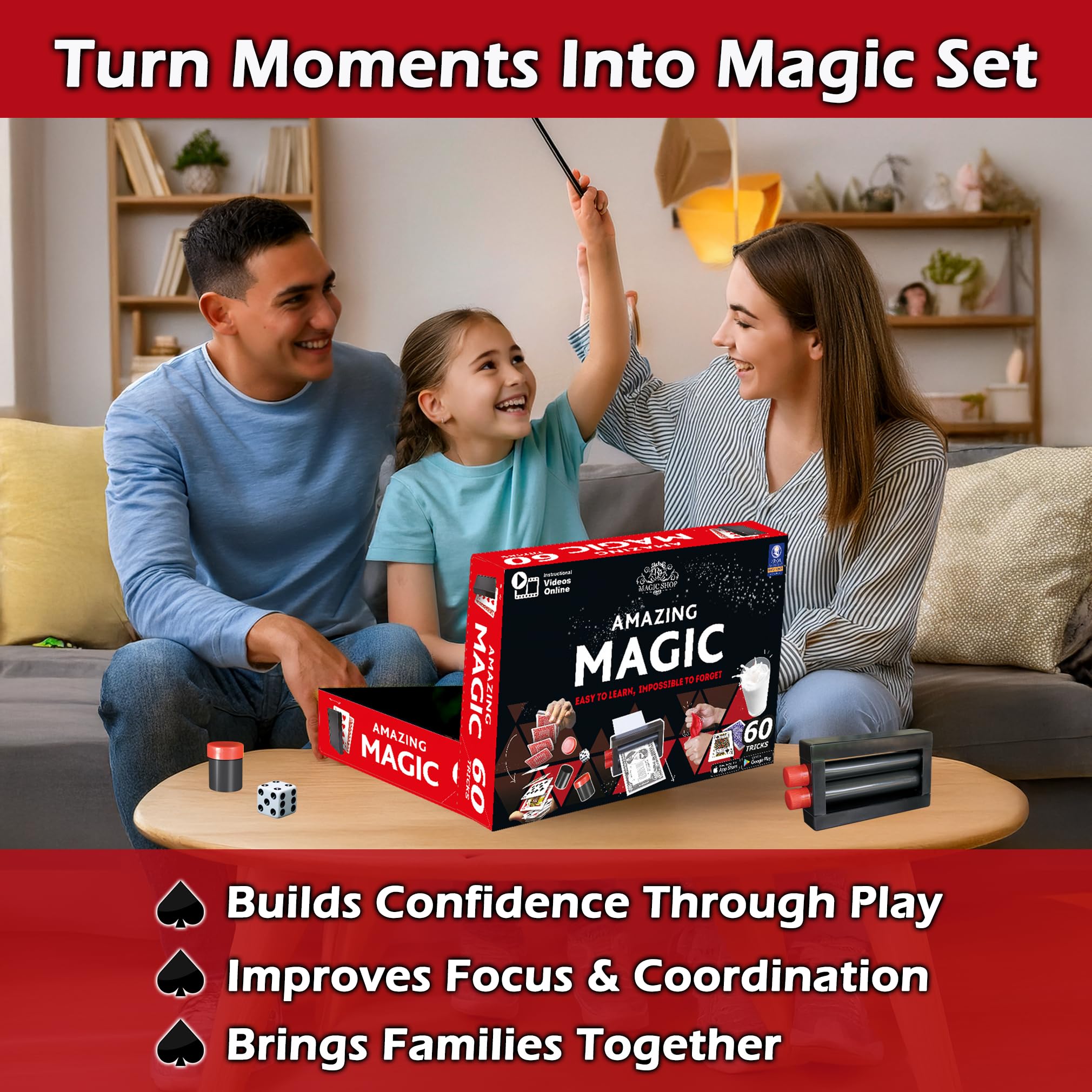 RA MAGIC SHOP - Amazing Magic Set for Kids 8+ | 60 Tricks with Video Guides